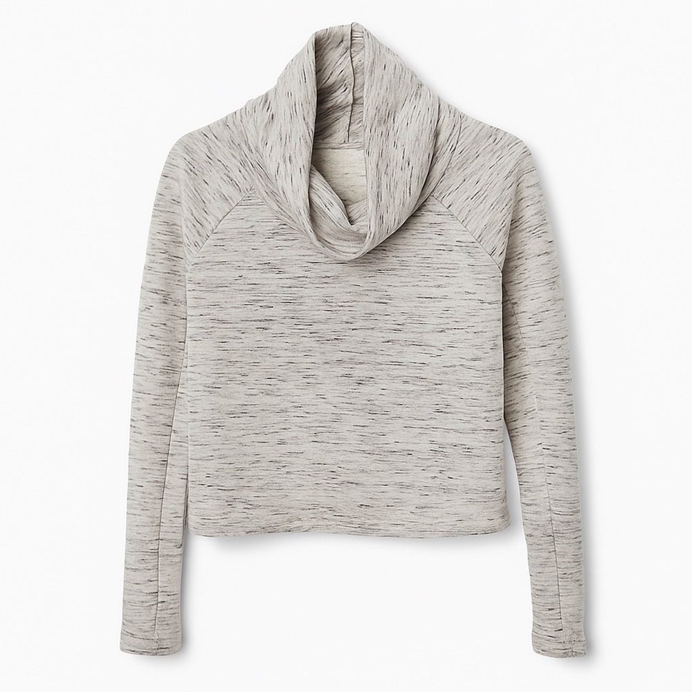 Activewear Light Grey Crop Cowl Neck Sweatshirt | Clean Girl Cozy Chic size L